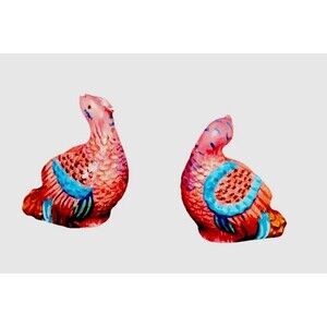 Chinese Porcelain Famille Rose,Pheasant Salt And Pepper Shakers